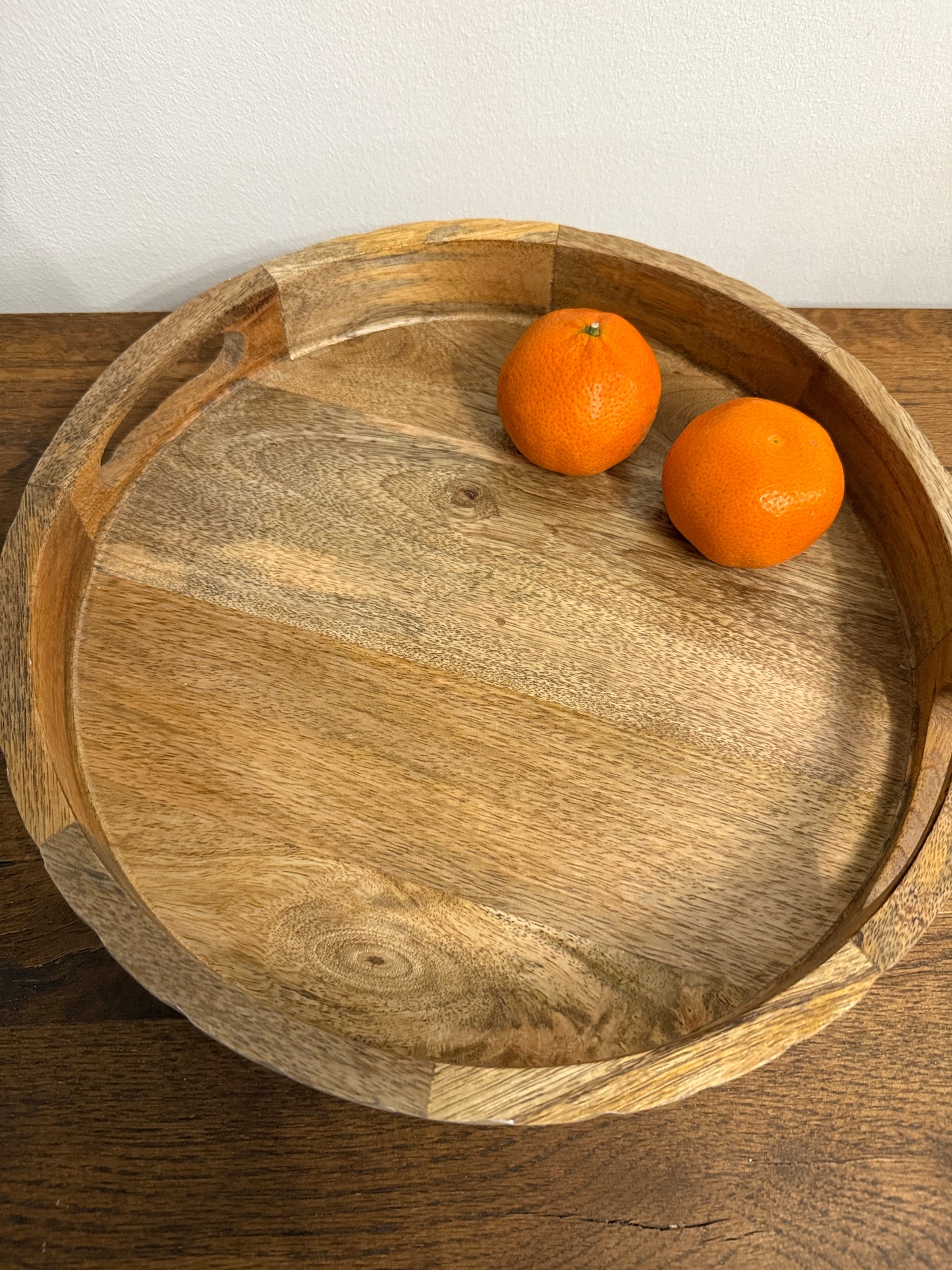 Round Wooden Serving Tray, 30cm