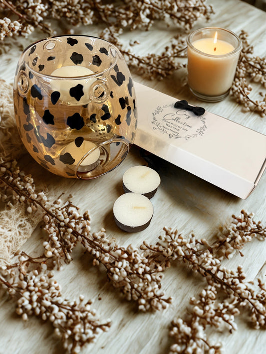 Beautiful Glass Wax / Oil Warmer With Cosy Collection Scent Assortment