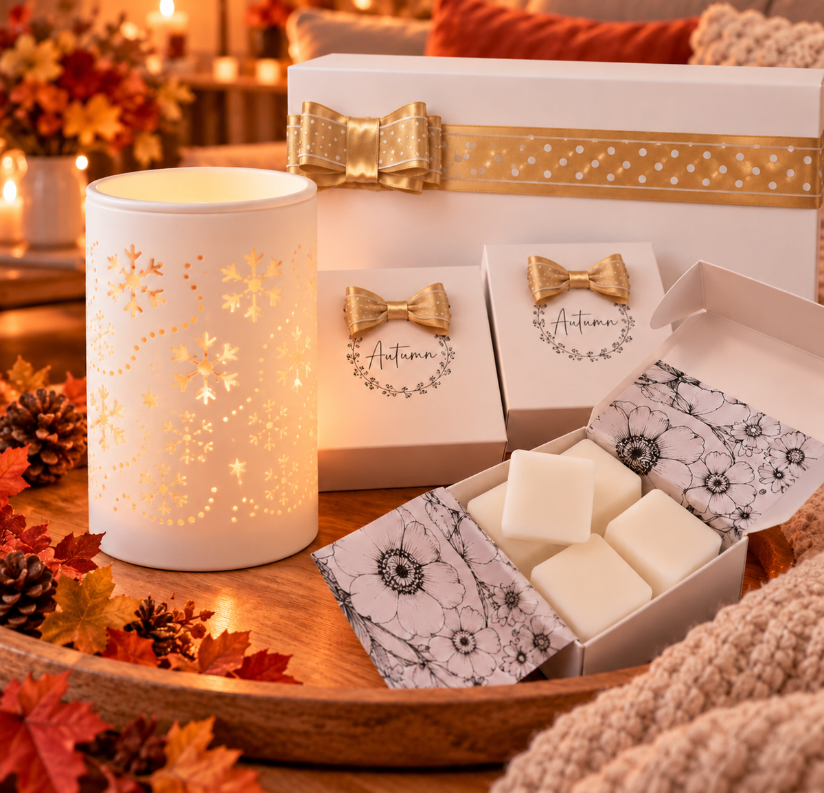 Medium Gift Set With White Snowflake Burner And Fragrances