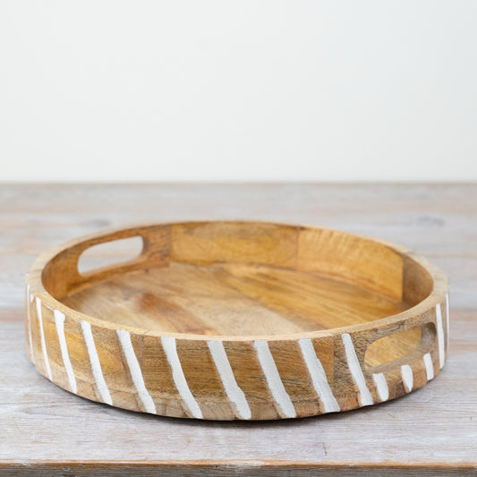 Round Wooden Serving Tray, 30cm
