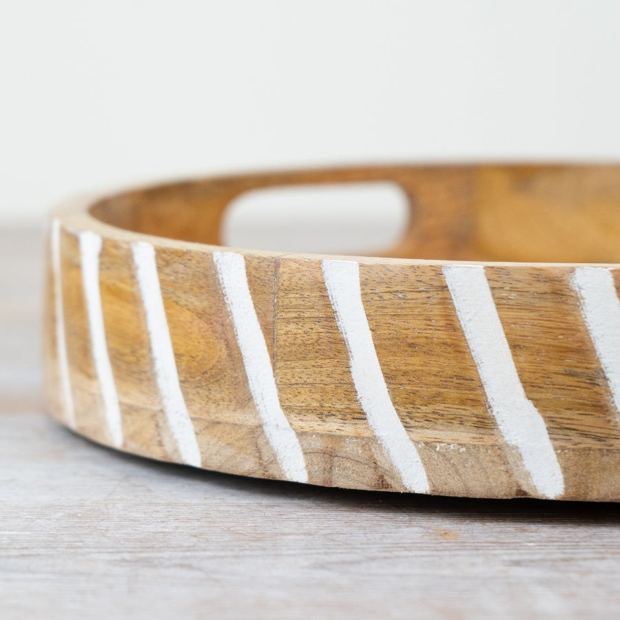 Round Wooden Serving Tray, 30cm