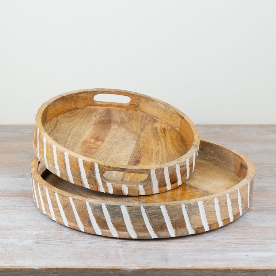 Round Wooden Serving Tray, 30cm