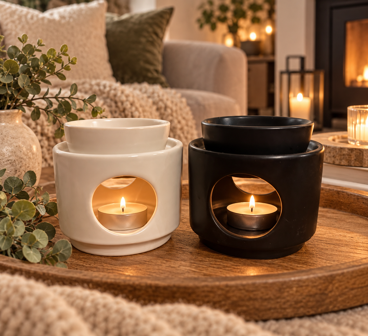Contemporary Black Or White Wax Burner With Choice Of Fragrance
