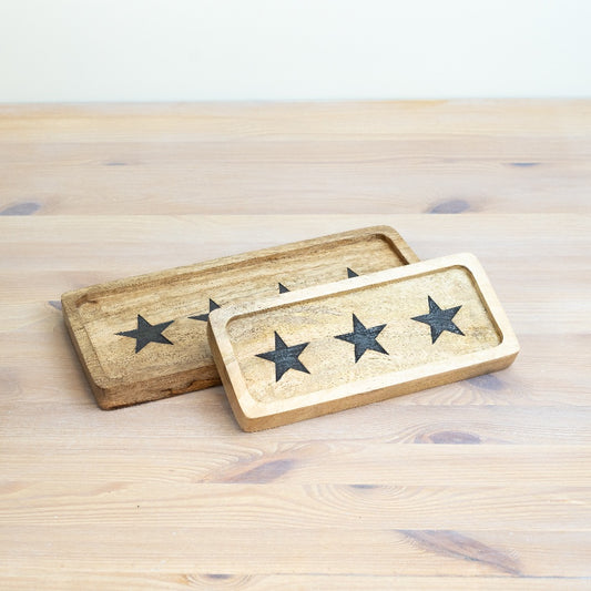 Star Design Wooden Serving Boards / Trays, Available In 2 Sizes