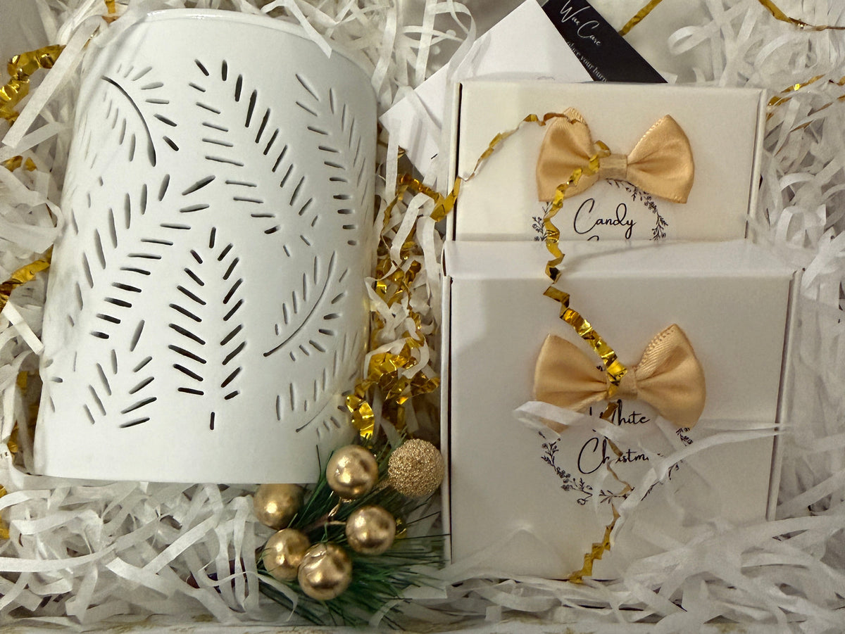 Medium Gift Set With White Leaves  Burner And Fragrances
