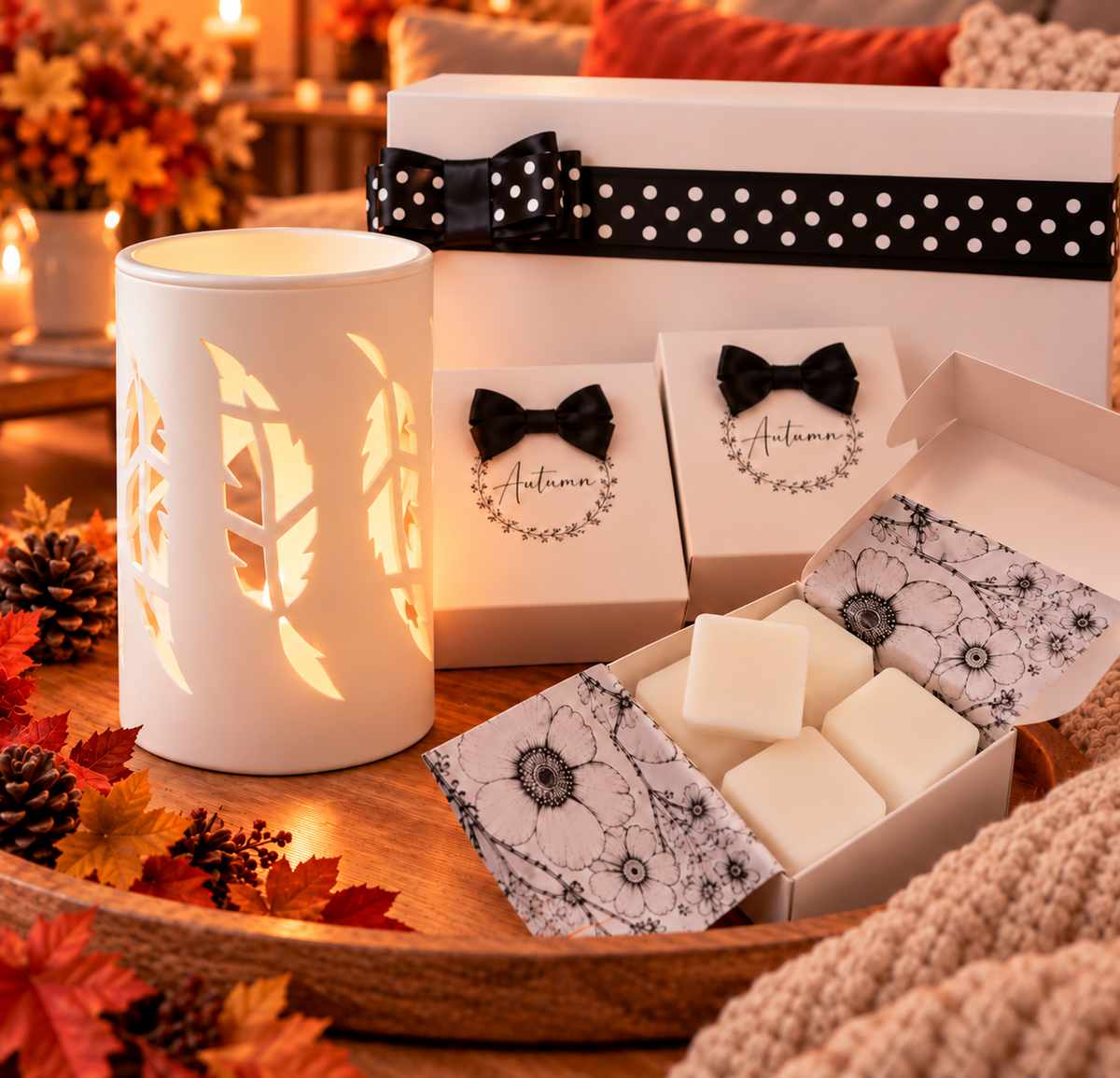 Medium Gift Set With White Feather Burner And Fragrances