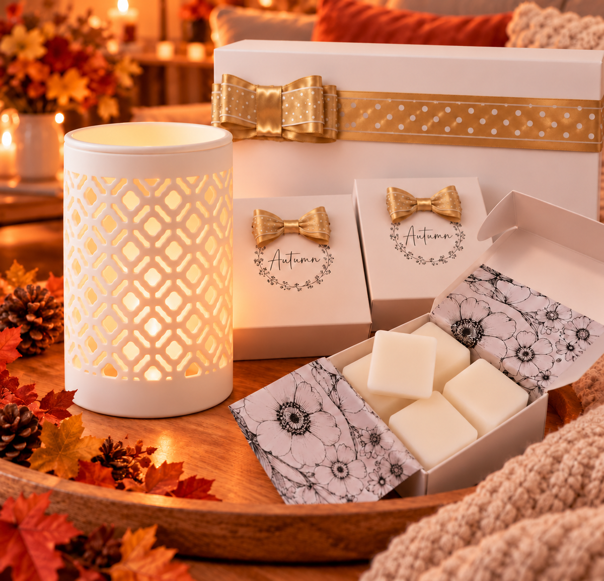 Medium Gift Set With White Lattice Burner And Fragrances