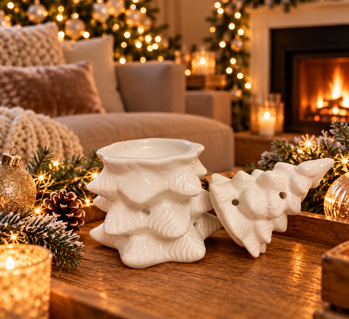 Elegant White Christmas Tree Burner