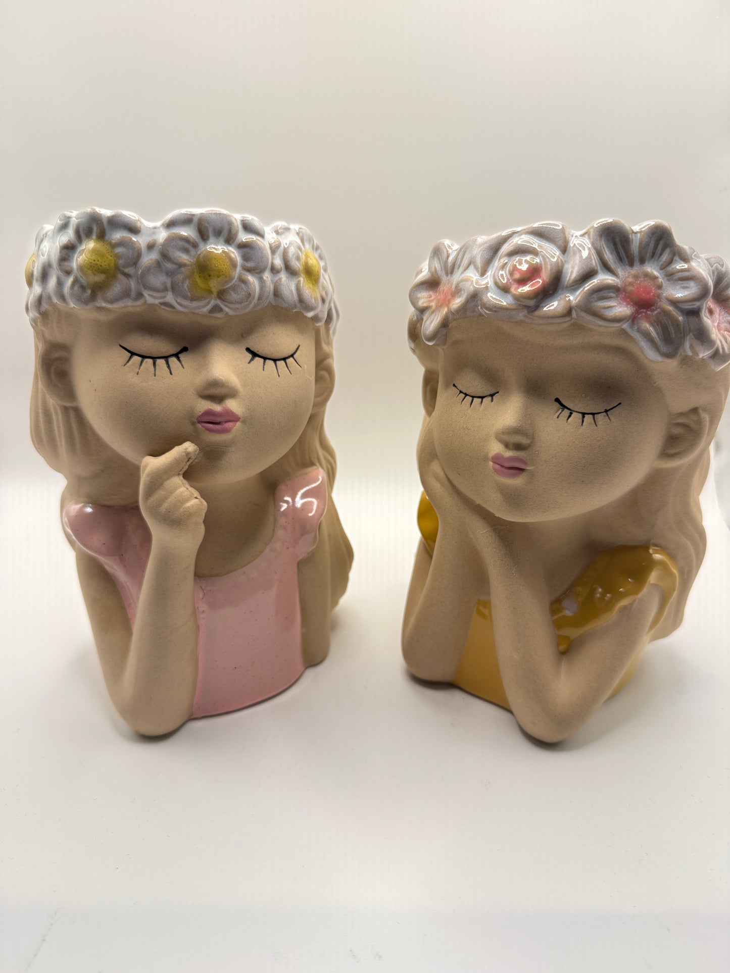 Ceramic Girl Head Planter / Vase