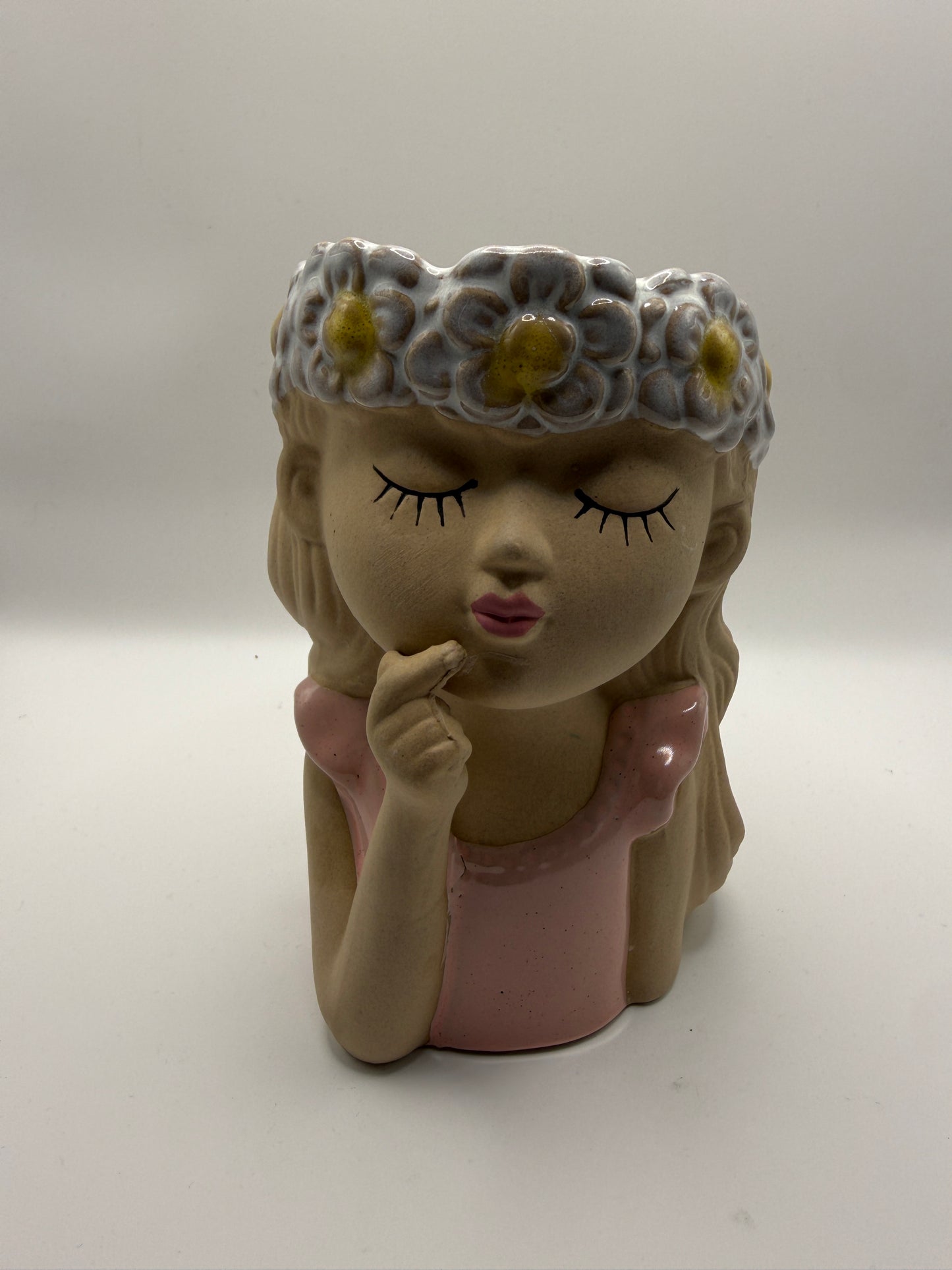 Ceramic Girl Head Planter / Vase
