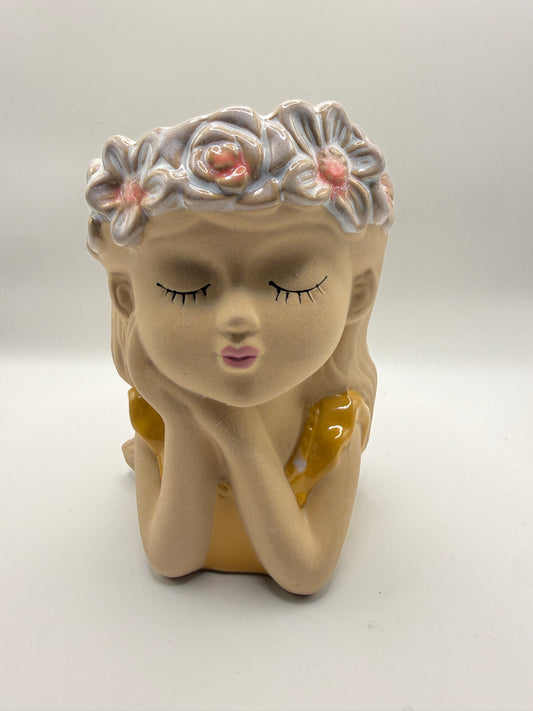 Ceramic Girl Head Planter / Vase