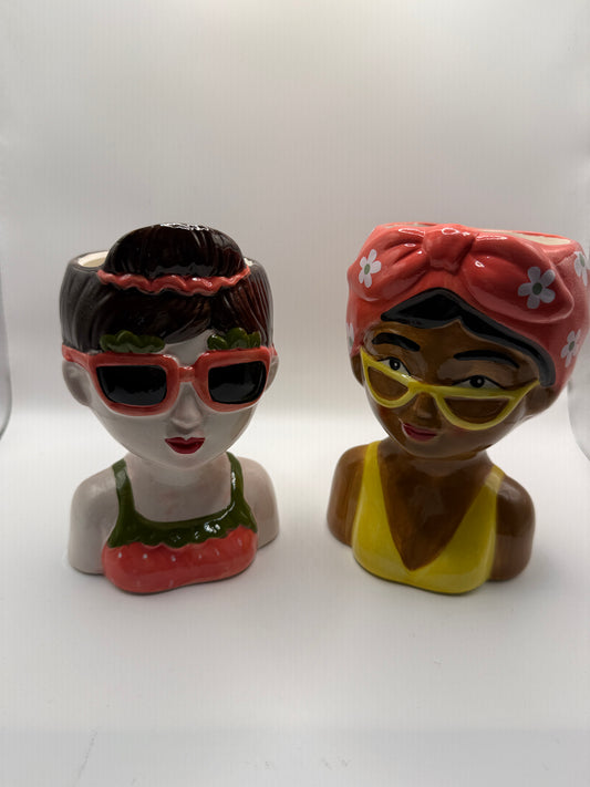 Ceramic Lady Head Planter / Vase