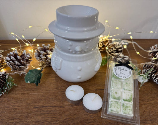 Adorable Large Snowman Wax / Oil Warmer Starter Set With Your Choice Of Festive Fragrance